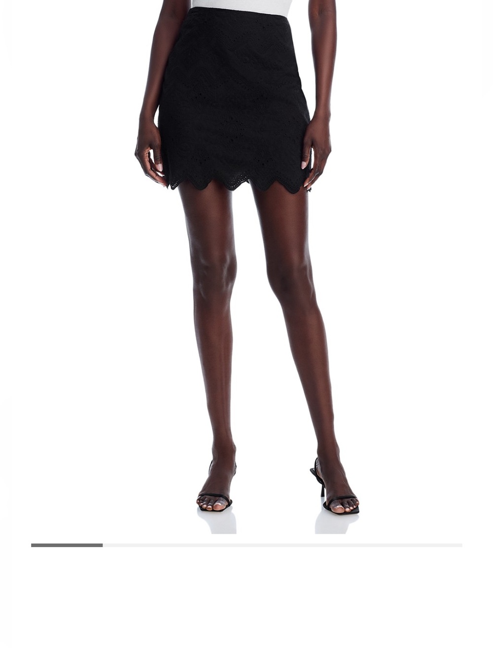 NEW Black Scallop Hem Eyelet Mini Skirt